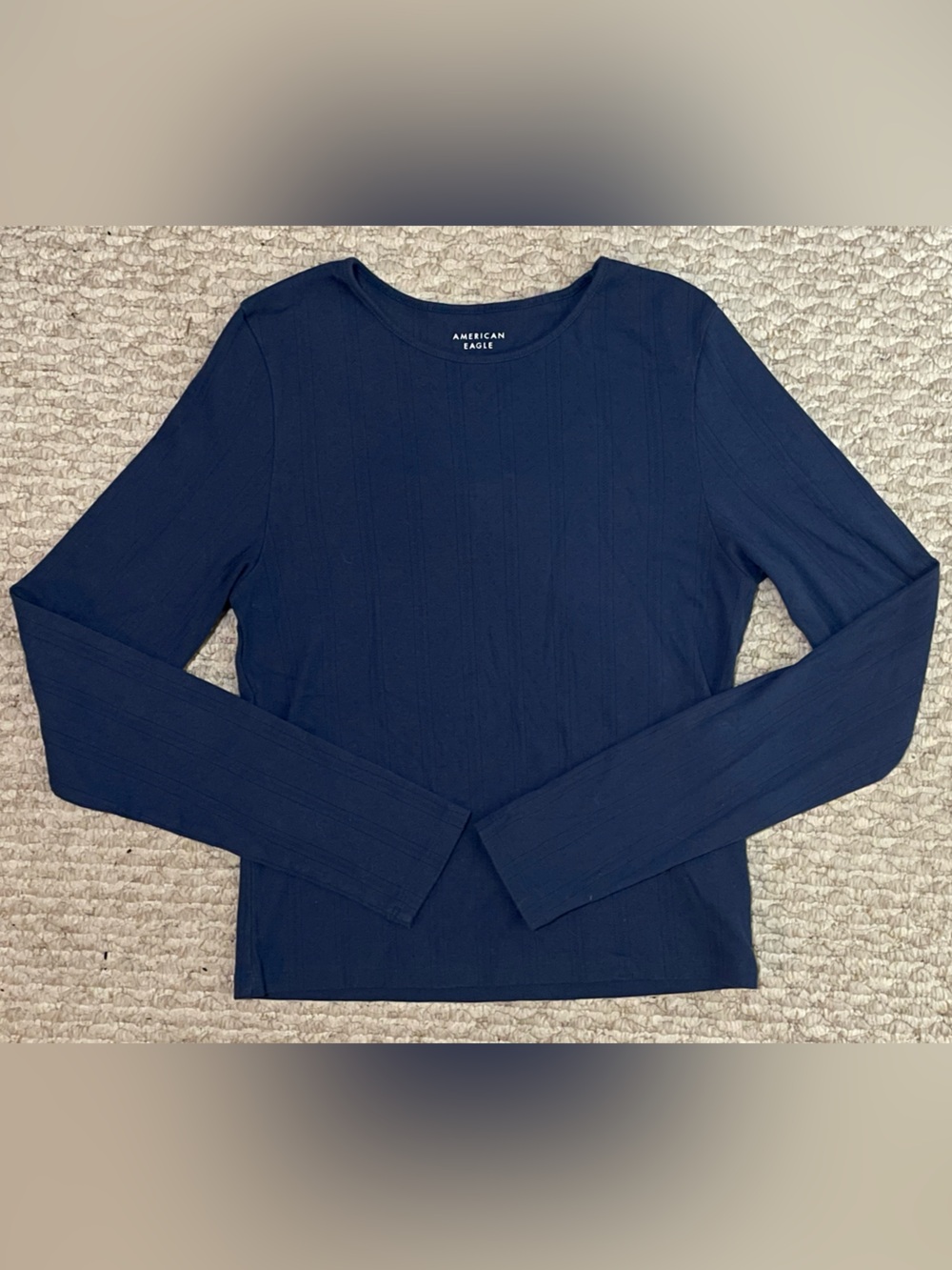 American Eagle Pointelle Navy Long Sleeve